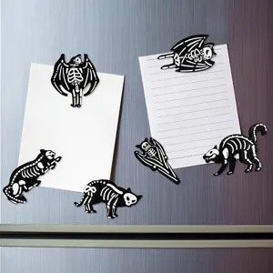 Halloween wooden magnetic fridge stickers skeleton cat bat funny decor detail view
