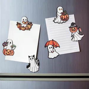 Cute wooden magnetic refrigerator stickers for Halloween ghost and cat kitchen decoration detail