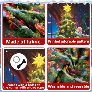 Weihnachten Türverkleidung Stoff Banner Weihnachtsdeko mit Seil 4 Löcher wiederverwendbar