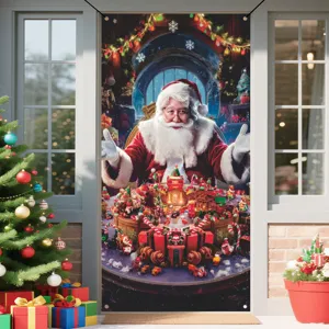 Weihnachtstür Banner Dekoration Weihnachtsmann Feiertag Hängende Flagge Haustür Deko