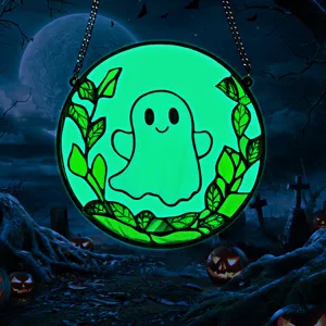 Halloween fluorescent acrylic hanging decoration round wall plaque spooky party prop