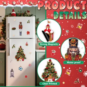 Christmas refrigerator magnet set, waterproof strong magnetic holiday kitchen decor stickers.