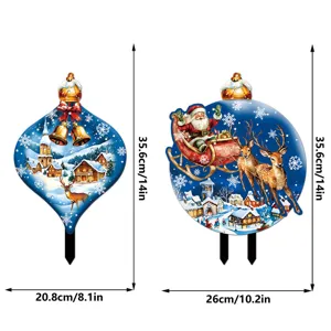 Christmas yard stake size details, decorative waterproof lawn sign, holiday garden display.