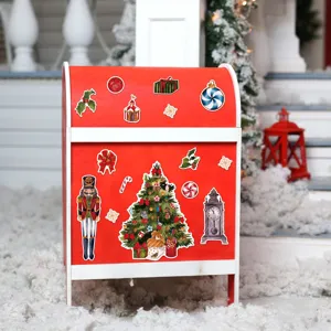 Christmas magnetic sticker detail view featuring festive nutcracker and tree holiday decor.