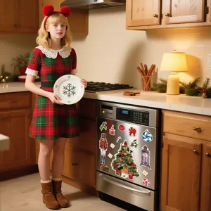 Christmas magnetic dishwasher covers and fridge stickers festive holiday decor set for home.