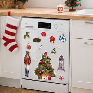 Christmas dishwasher magnets cover holiday decorative stickers for kitchen appliance decor.