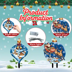 Waterproof LED Christmas garden stake lights outdoor yard sign for holiday decoration