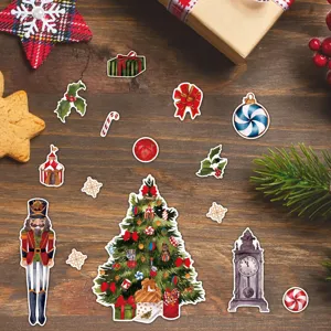 Christmas magnetic refrigerator stickers set holiday decor for kitchen metal surface fun