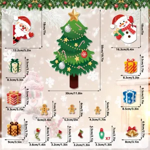 Christmas tree fridge magnets set cute Santa snowman holiday decorative soft magnetic stickers