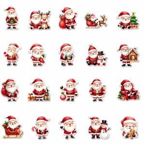 Christmas Santa Claus magnetic fridge stickers set size chart showing dimensions for holiday decor