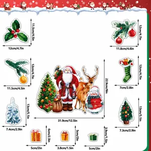 Christmas refrigerator magnet decorative stickers set with various cute holiday size designs