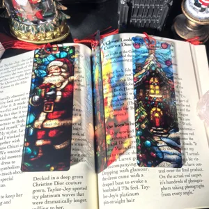 Transparent Christmas acrylic bookmark stained glass style reading stationery gift item