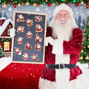 Christmas magnetic fridge stickers set, cute Santa Claus and snowman soft magnet holiday decor.