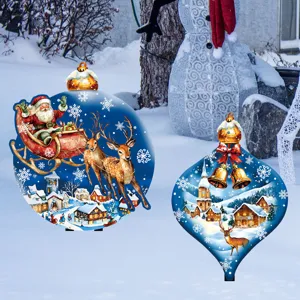 Christmas garden stakes decorative outdoor lawn sign lighted yard art holiday party decor