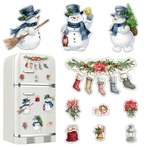 Christmas snowman fridge magnets watercolor decorative stickers set for home kitchen decor
