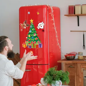 Christmas refrigerator magnets set cute Santa reindeer tree magnetic stickers decoration