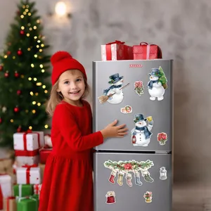 Christmas snowman refrigerator magnets, cute holiday decorative magnetic stickers for fridge.