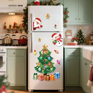 Christmas refrigerator magnets set, cute magnetic stickers for holiday home kitchen decor.