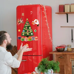 Christmas tree magnetic refrigerator stickers, Santa Claus reindeer holiday decor soft magnets