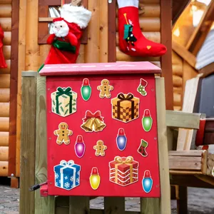 Christmas magnetic stickers set, decorative fridge magnets with gift boxes and gingerbread men.