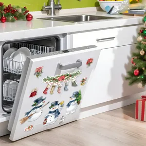 Christmas dishwasher magnet cover snowman holiday magnetic sticker for home decor.
