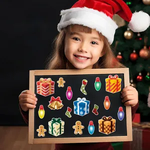 Christmas magnetic refrigerator stickers set, cute holiday soft magnets for home decor.