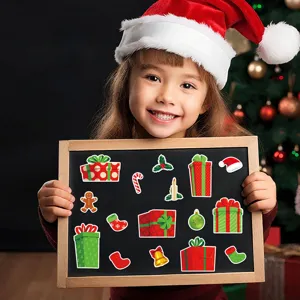 Christmas magnetic refrigerator stickers set featuring festive holiday designs for home decor.