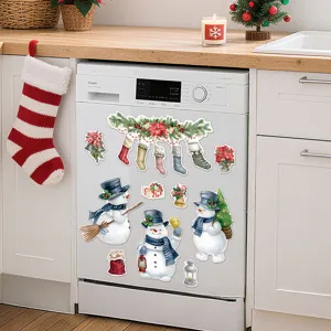 Christmas snowman magnetic stickers for dishwasher and refrigerator festive holiday decor.