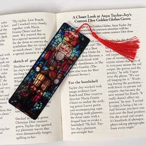 Transparent acrylic Christmas nutcracker bookmark with red tassel for reading page marker
