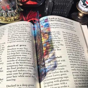 Transparent acrylic bookmark with red tassel artistic design decorative stationery book page marker