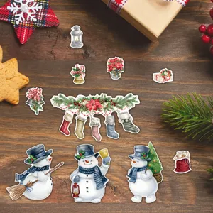 Christmas decorative magnetic stickers for refrigerator and dishwasher, snowman design.