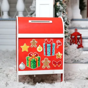 Christmas decorative magnetic mailbox scene featuring festive gingerbread man and gift box magnets.