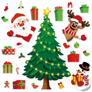 Christmas refrigerator magnets set featuring cute Santa reindeer and tree details for holiday home decor