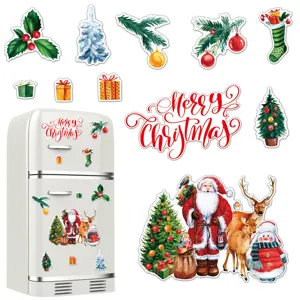 Christmas refrigerator magnets holiday decorative stickers cute snowman santa home decor
