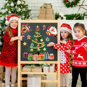 Kids Christmas magnetic tree set with Santa and reindeer for festive home fridge decor.