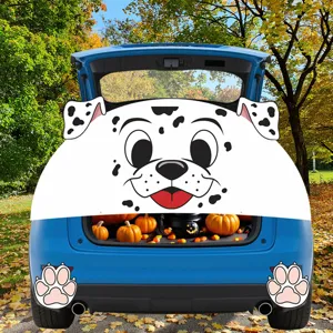 Halloween auto kofferbak muurschildering PVC stof schattige tekenfilm puppy hond gezicht.