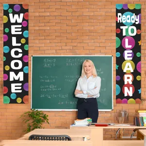 Classroom back to school bulletin board decor banners, welcoming students with colorful design.