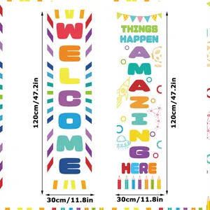 Back to school classroom banner decoration set, colorful welcome signs, 120x30cm size, ideal for school.