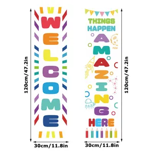 School welcome door banner set classroom decoration vertical hanging sign 120x30cm
