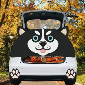 Halloween auto kofferbak decoratie PVC stof schattige cartoon husky sticker detailweergave