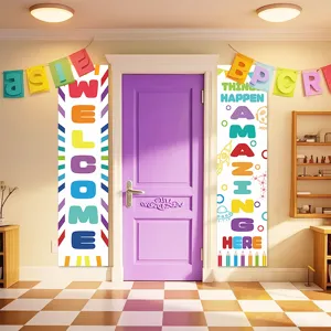 Back to school classroom hanging banner decoration set, colorful welcome and inspirational signs.