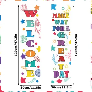 School classroom decorative banners set, space themed welcome posters for back to school 120cm