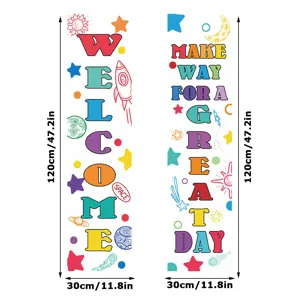 Back to school classroom banners space theme welcome door hanging decoration posters set