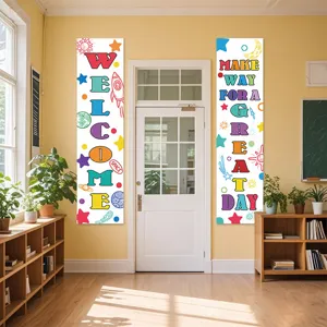 Classroom welcome banner set, back to school hanging door decorations for teachers and students.