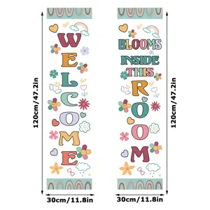Back to school classroom decorative banners retro welcome floral bulletin board hanging 120x30cm