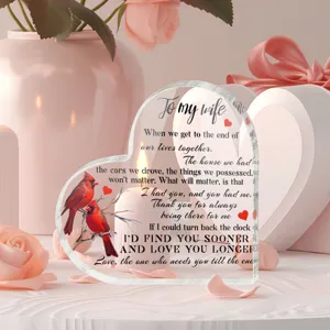Hart acryl plaquette cadeau voor vrouw romantische tafeldecoratie met emotionele quote