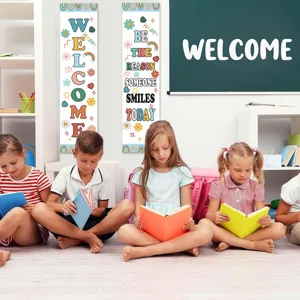 Classroom welcome banners back to school decorations rainbow inspirational quotes hanging poster