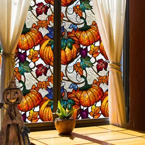 Halloween pumpkin window sticker stained glass effect static cling autumn decor PVC film