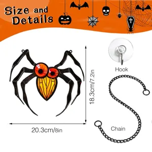 Halloween metal spider hanging ornament with chain and hook holiday decor party prop