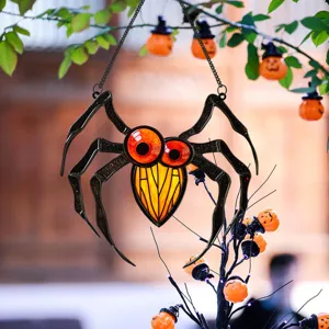 Halloween metal spider hanging wall decor iron craft ornament for holiday home party setup
